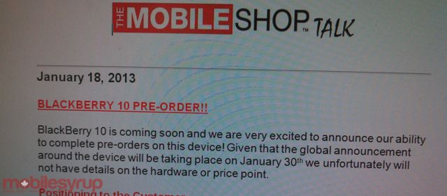 “The Mobile Shop” starts taking BlackBerry 10 pre-orders