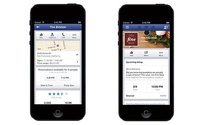 Facebook adds OpenTable support for restaurant pages