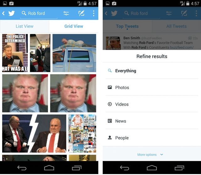 Twitter for iOS and Android updated with search filters, TV trends