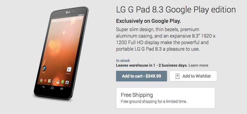 LG G Pad 8.3 and Sony Xperia Z Ultra Google Play Editions now available in the States alongside new white Nexus 7