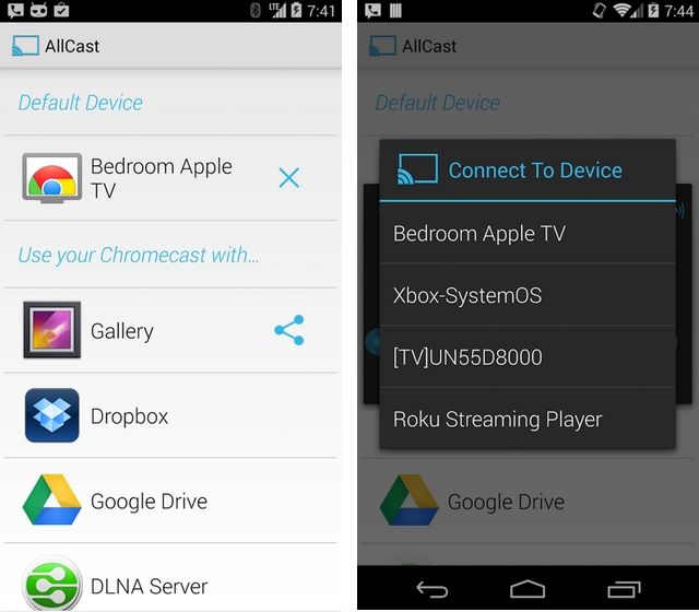 AllCast for Android streams local video content practically any set-top box