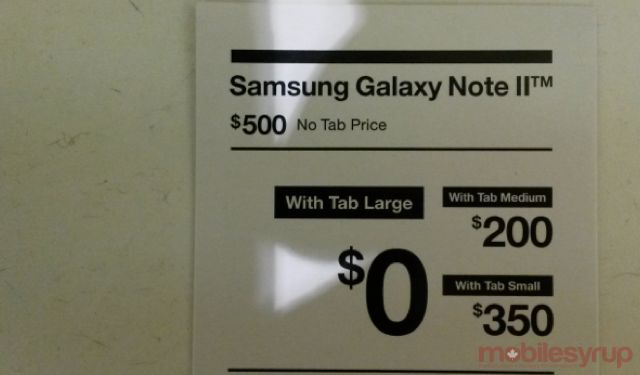 Koodo will sell the Samsung Galaxy Note II for $500 outright