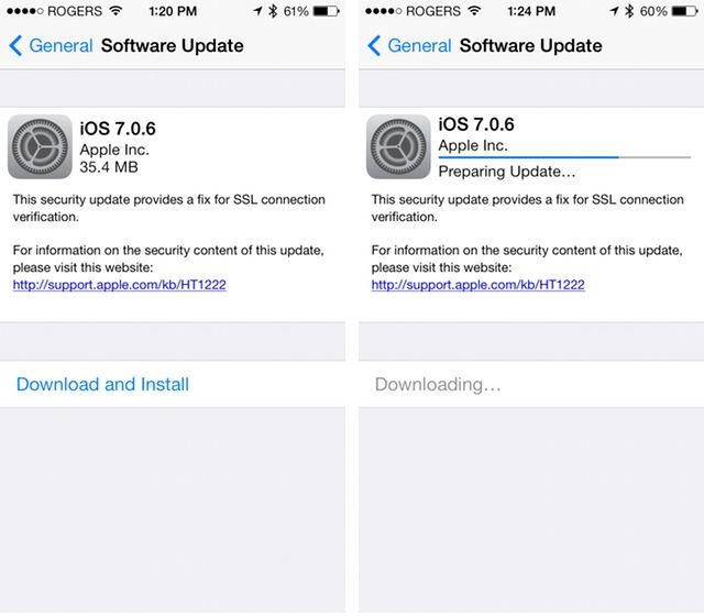 Apple releases iOS 7.0.6, fixes SSL connection issues and other bugs