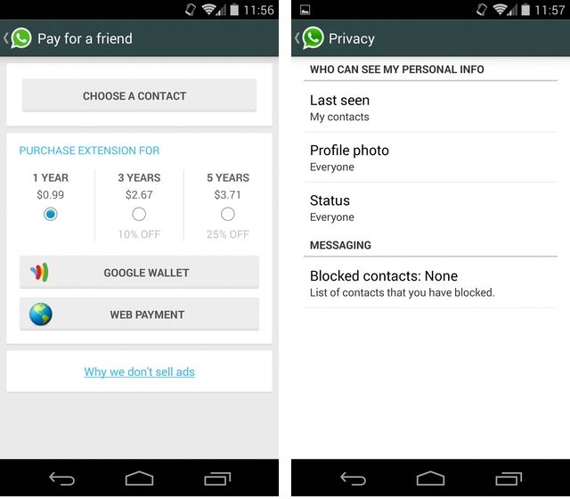 Buy me a year: WhatsApp for Android adds subscription gifting