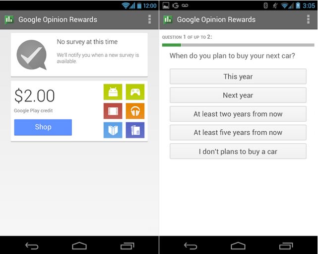 Google Opinion Rewards for Android now available to Canadians