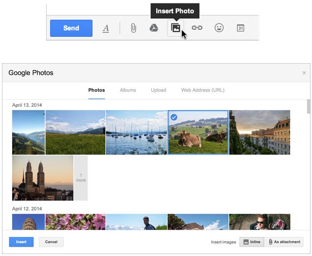 Google uses Google+ for Android to make it easy to add photos to Gmail on the web
