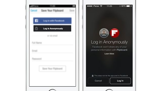 Facebook Anonymous Login