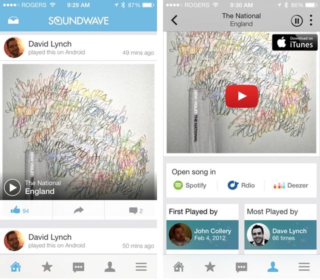 Soundwave for iOS and Android adds music messaging, teams with popular streaming services like Rdio, Deezer and Spotify