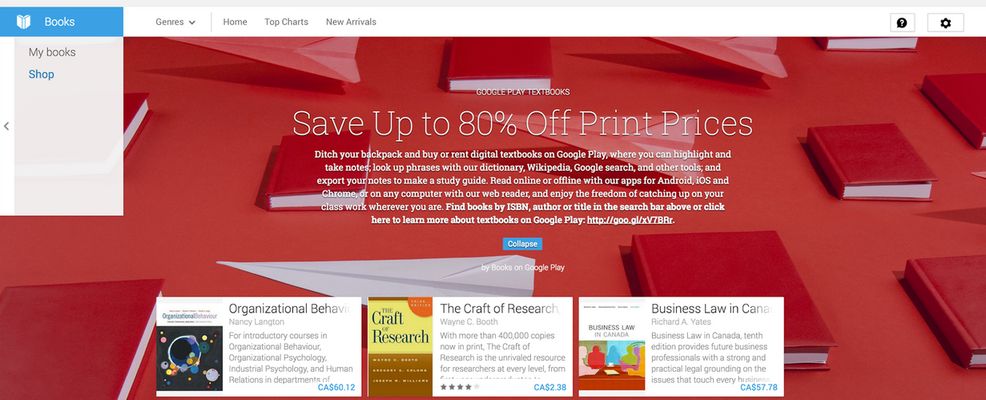 Google Play Books now offering Canadian students digital textbooks on mobile