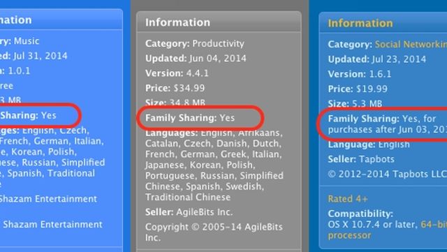 iOS 8 family sharing