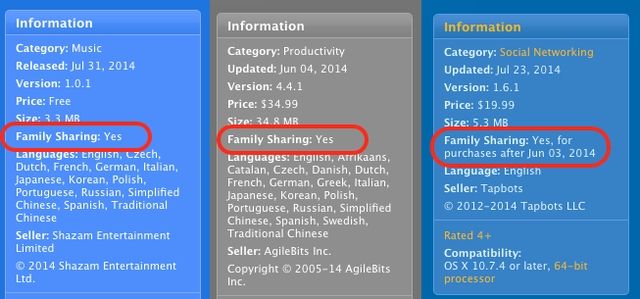 iOS 8 family sharing