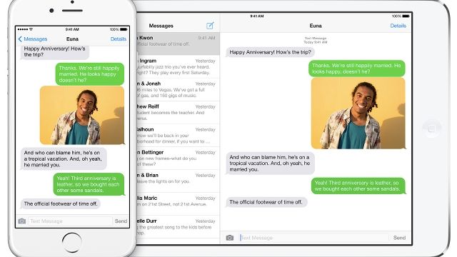 Continuity messaging for iOS 8