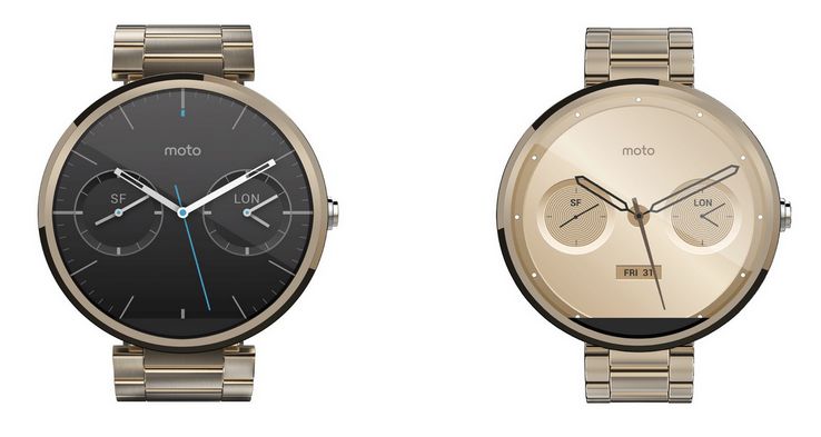 Motorola has a gold Moto 360 with his and hers band sizes