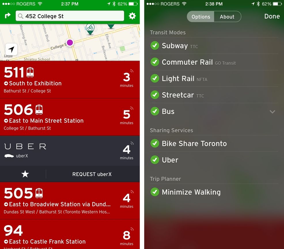 Transit App adds Uber support on iOS and Android
