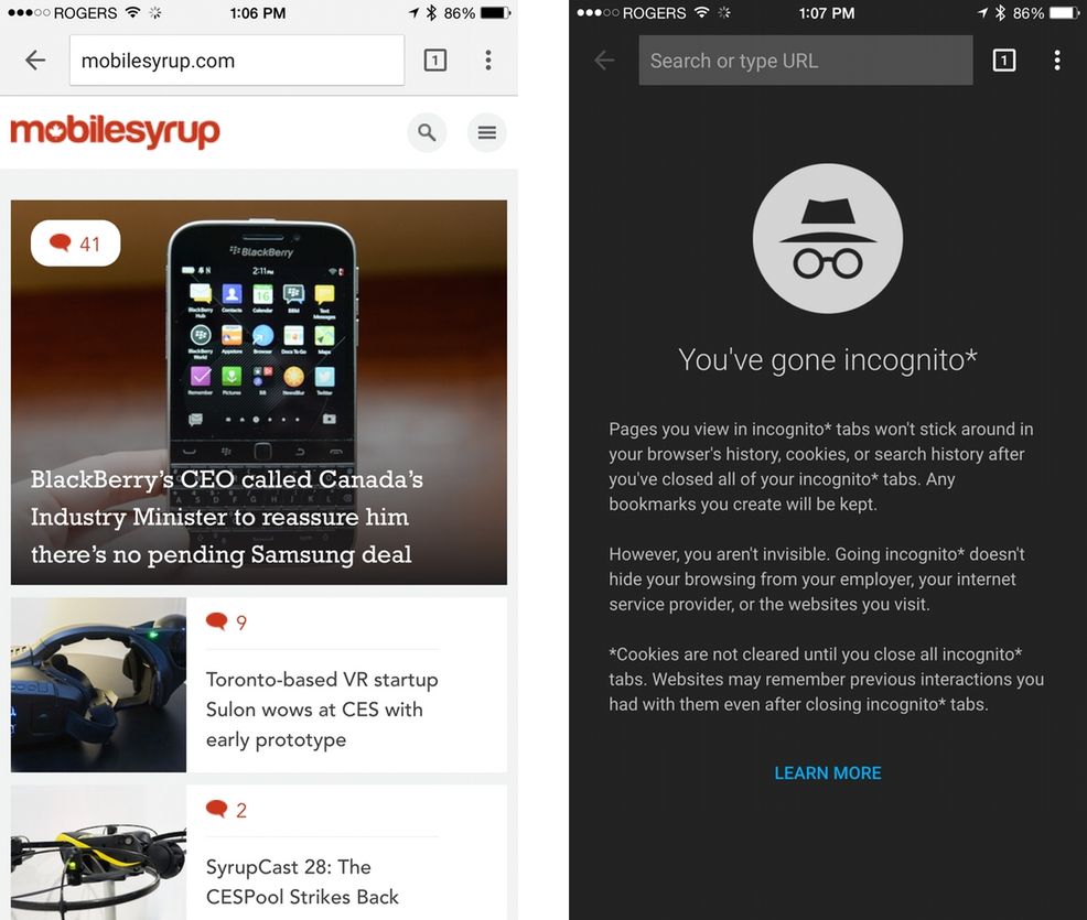 Google Chrome for iOS goes Material with new design, iPhone 6 optimizations