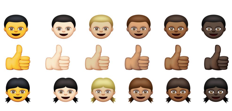 Developer previews of iOS and OS X show new racially diverse emoji options
