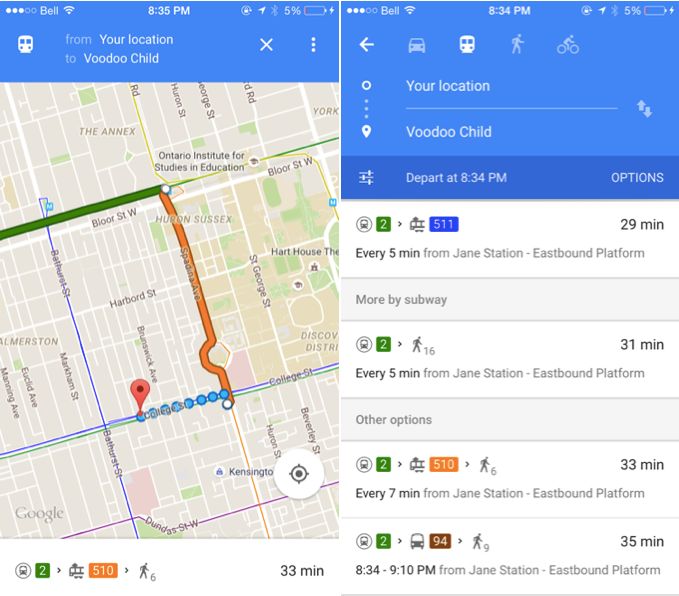 Google Maps for iOS updated with redesigned Transit directions