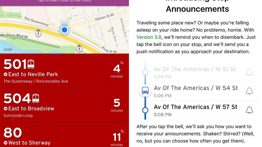 Transit App Stop Announcements