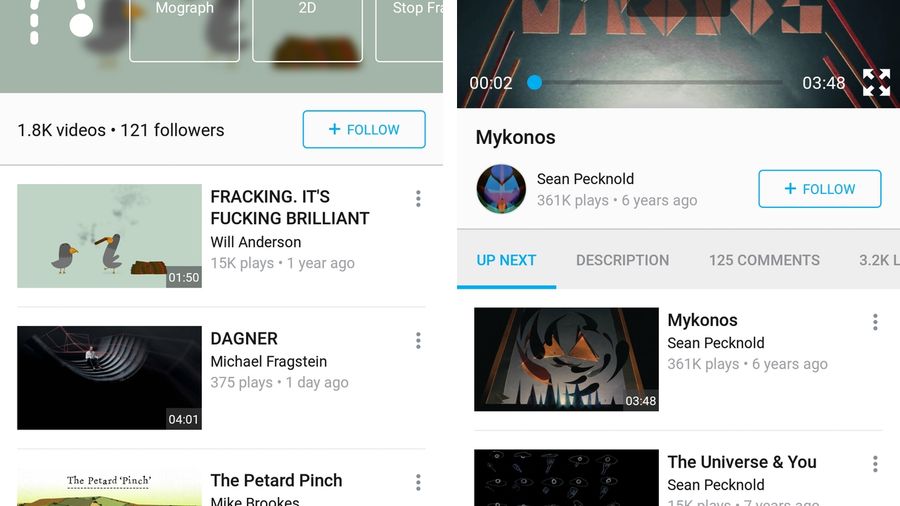 Vimeo Android Redesign