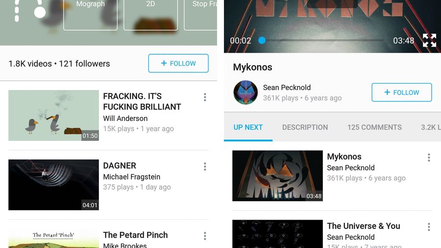 Vimeo Android Redesign