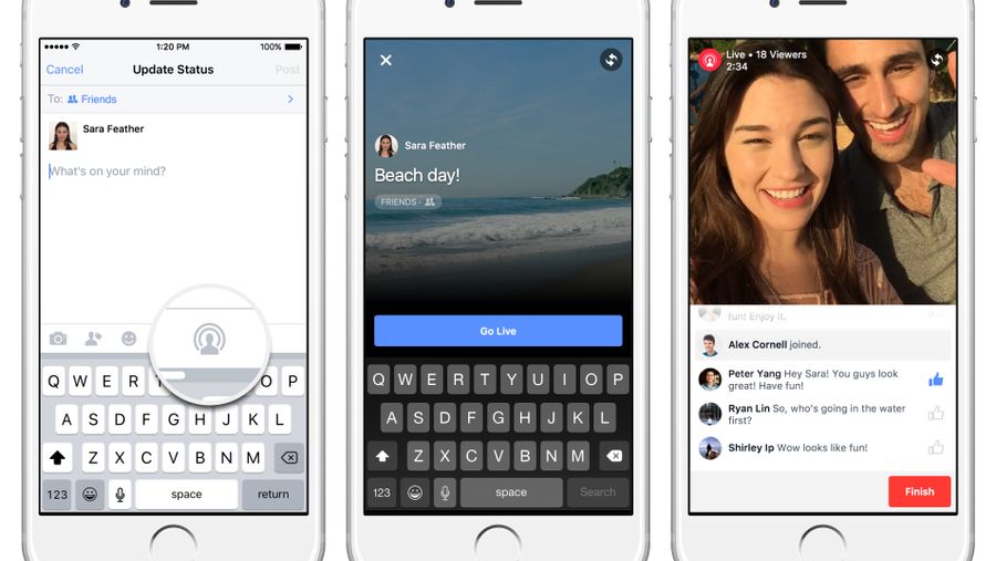 Facebook live streaming