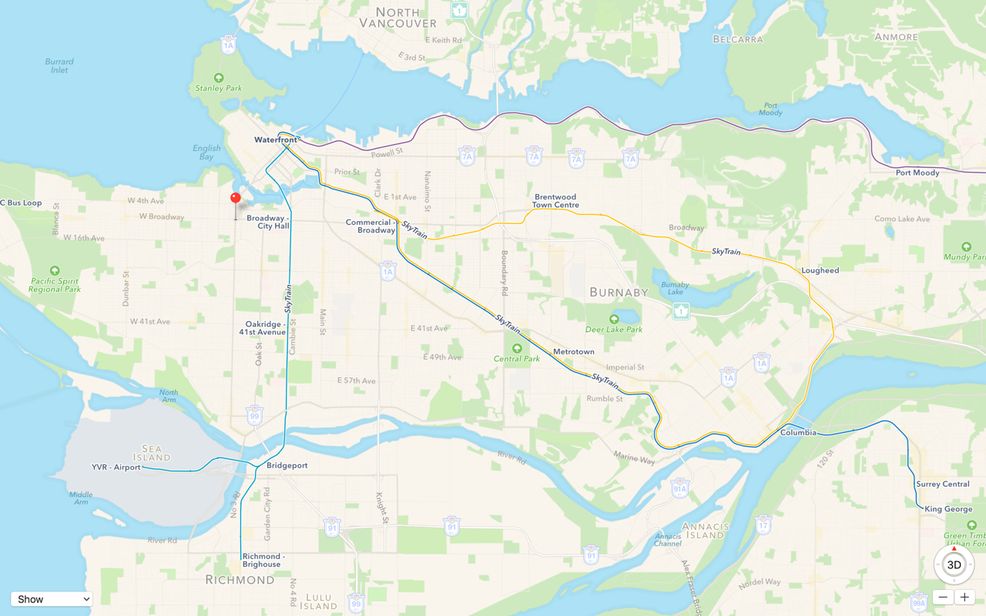 Vancouver and Victoria transit options now visible in Apple Maps