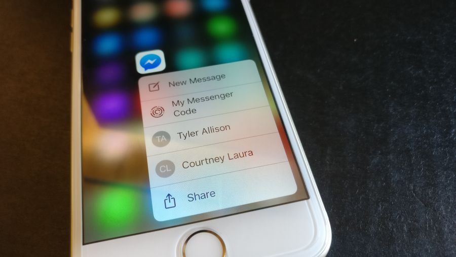 Facebook Messenger 3D Touch iOS