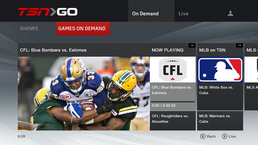 Xbox One TSN GO app