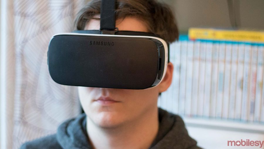 Samsung Gear VR on head