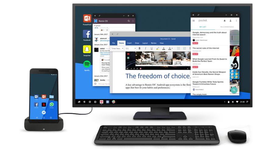 Remix Singularity OS running on an Android phone and