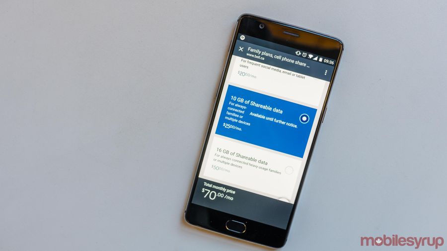 Bell Share Plan Bell offers 10GB of data for $25