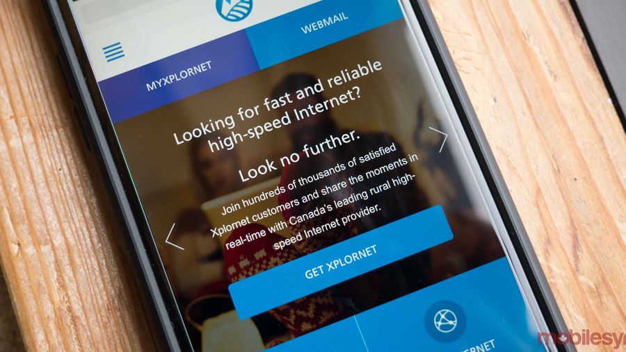 Xplornet LTE Network website on a phone