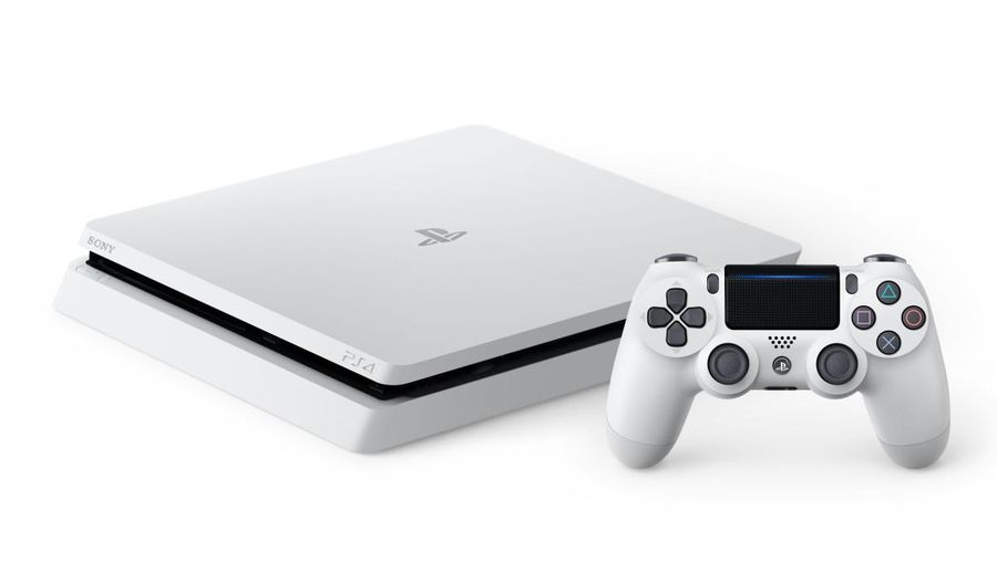 Glacier White PlayStation 4 Slim console and DualShock 4 controller