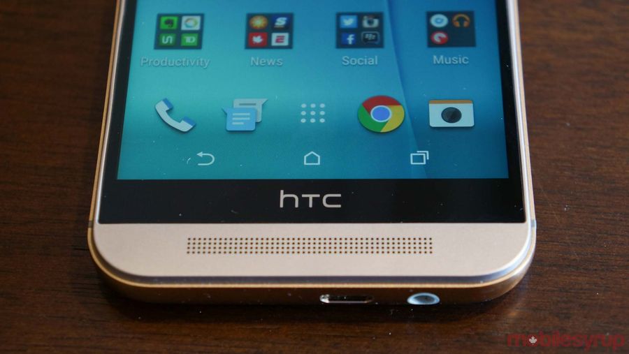 HTC One m9 front bottom of phone - htc one m9 gets android nougat