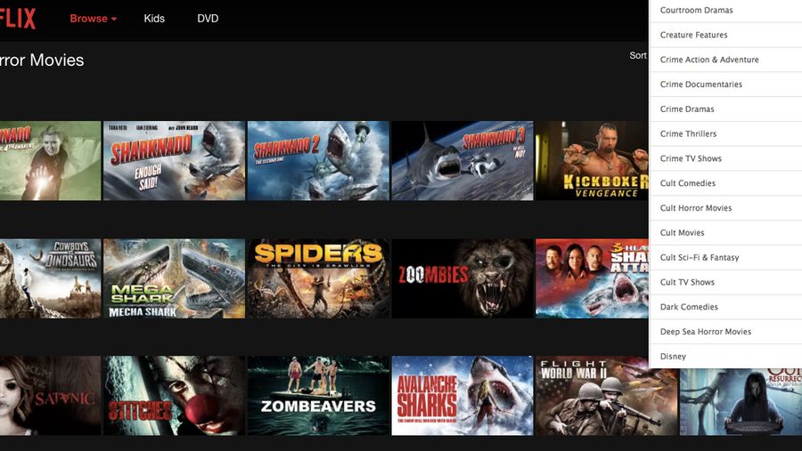 Netflix 'hidden' subcategories