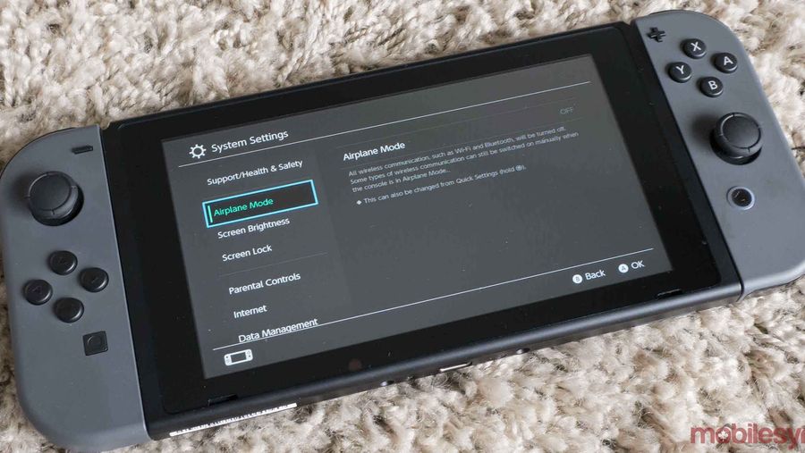 Nintendo Switch on carpet