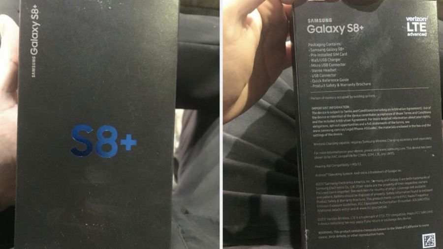 Samsung Galaxy S8+ retail packaging
