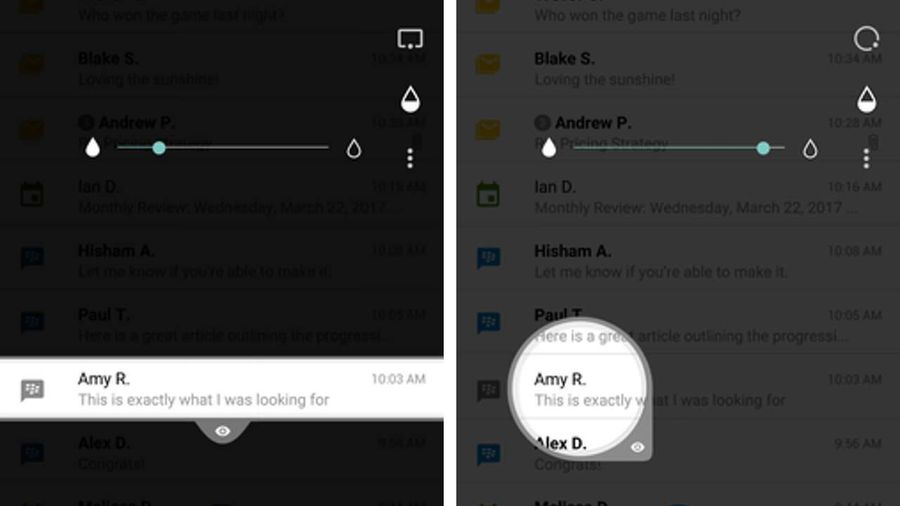 screenshot of BlackBerry Privacy Shade in action