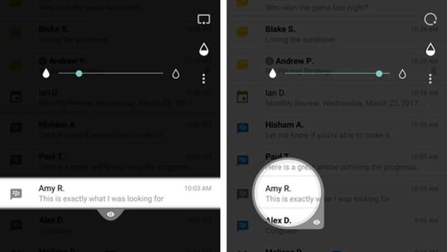 screenshot of BlackBerry Privacy Shade in action