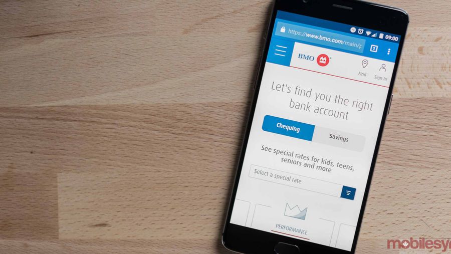 Bank of Montreal app on a phone