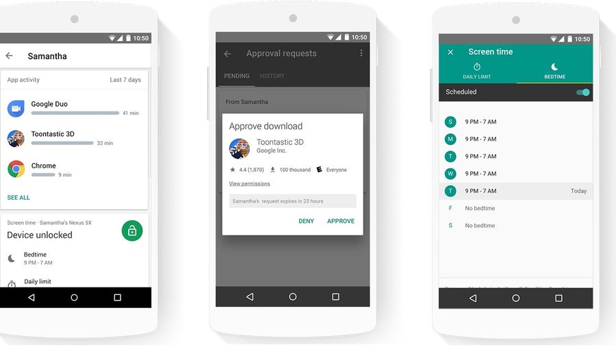 Screenshots of Google Family Link in action