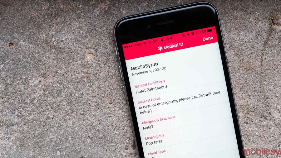 set up medical id iPhone