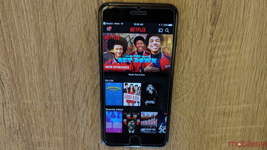 Netflix app opened on an iPhone 7