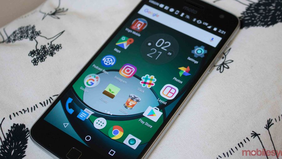 Moto Z Play on table