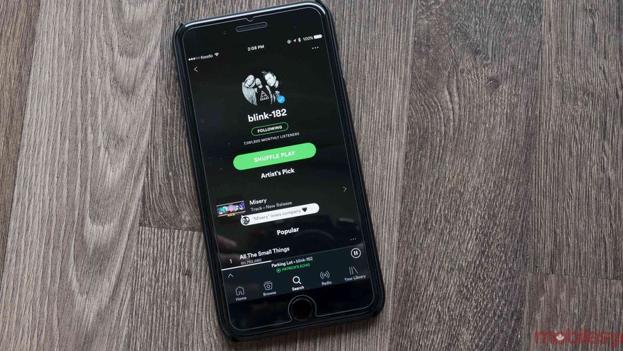Spotify on an iPhone 7 Plus