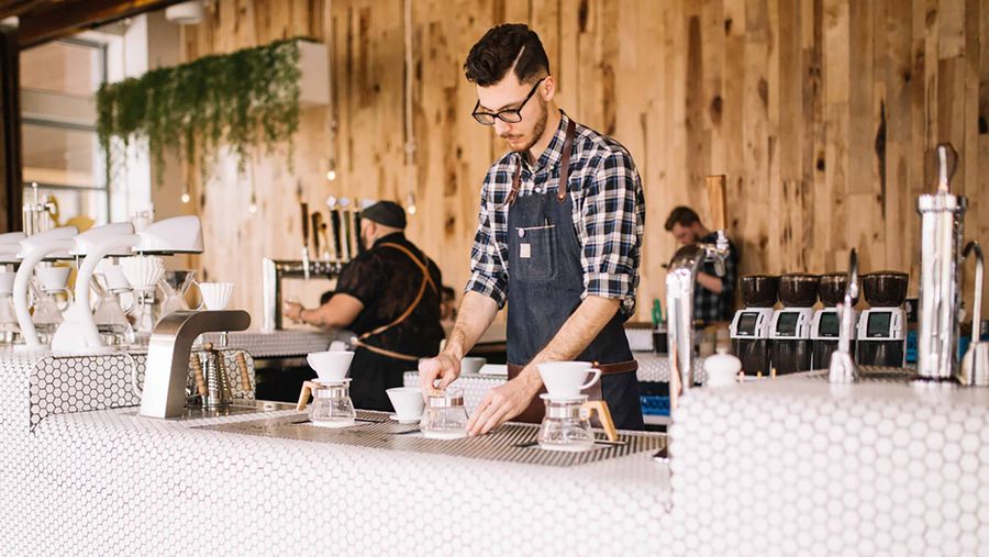 Man working at counter
