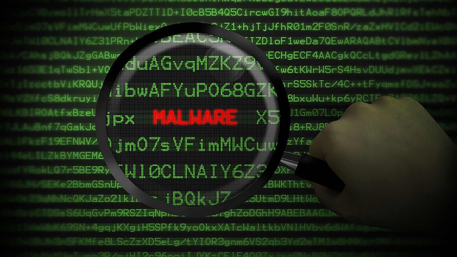 Malware with magnifying glass