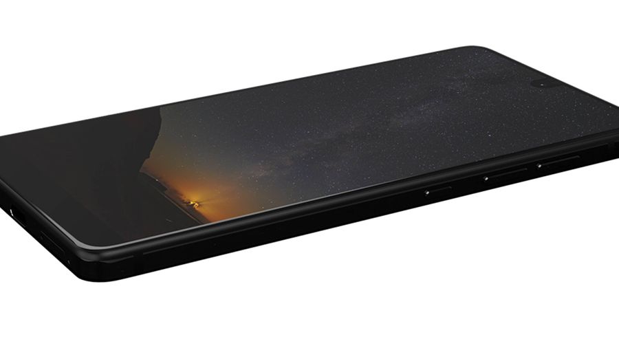 Essential phone docked on modular charger
