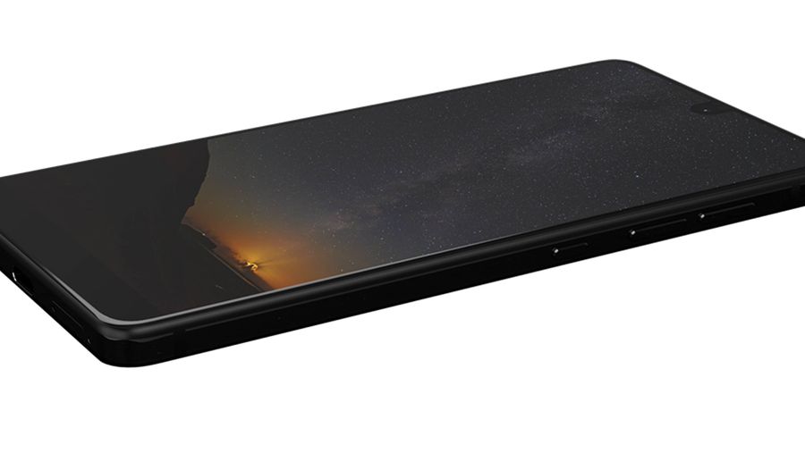 Essential phone docked on modular charger