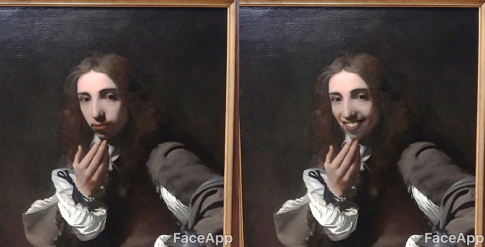 FaceApp transformation of Rembrandt painting